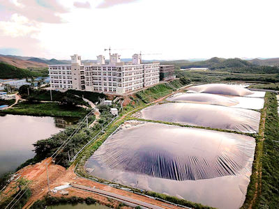 農莊建設了四個大沼氣池發電。